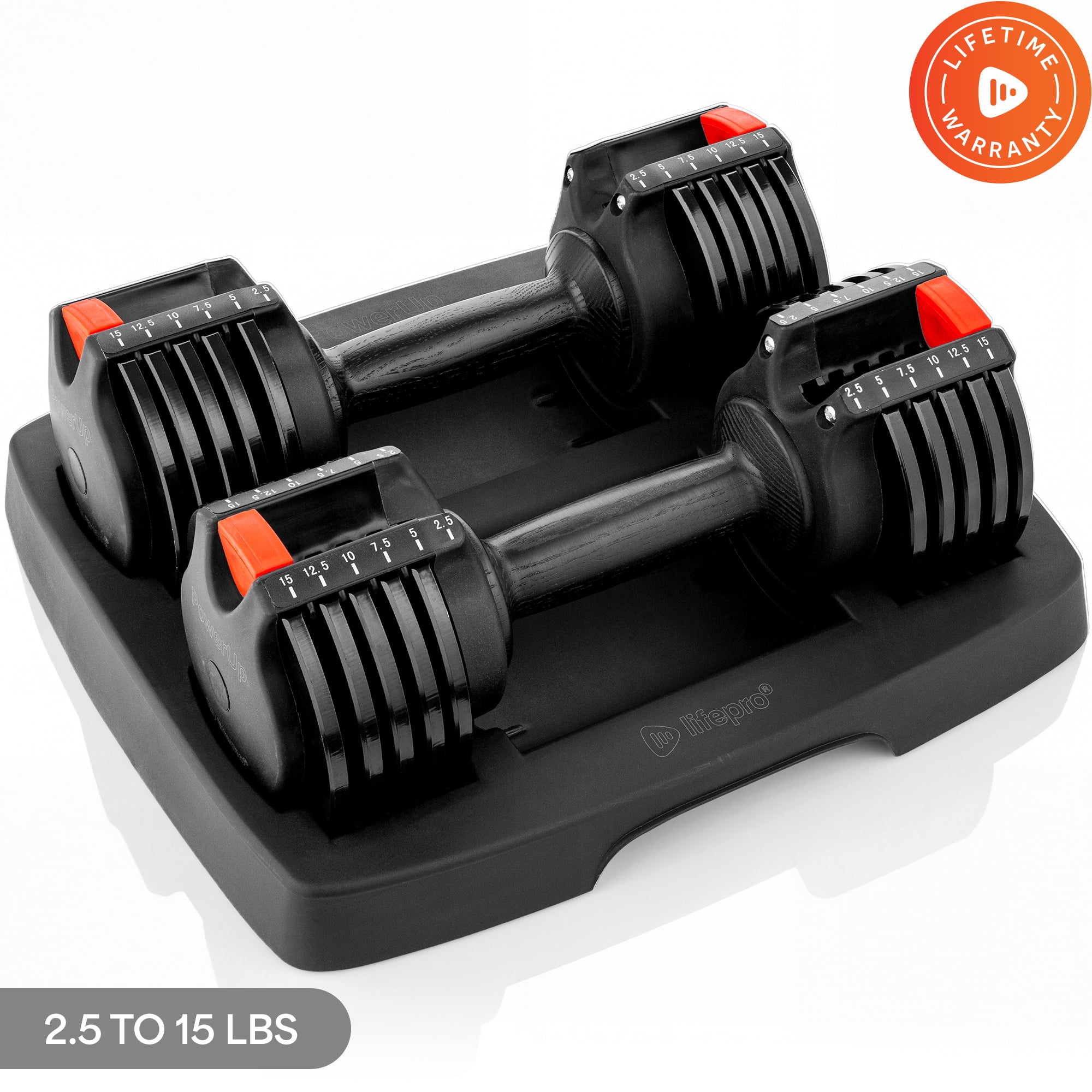 PowerUp Adjustable Dumbbells (Up to 15 lb) — OxyFit